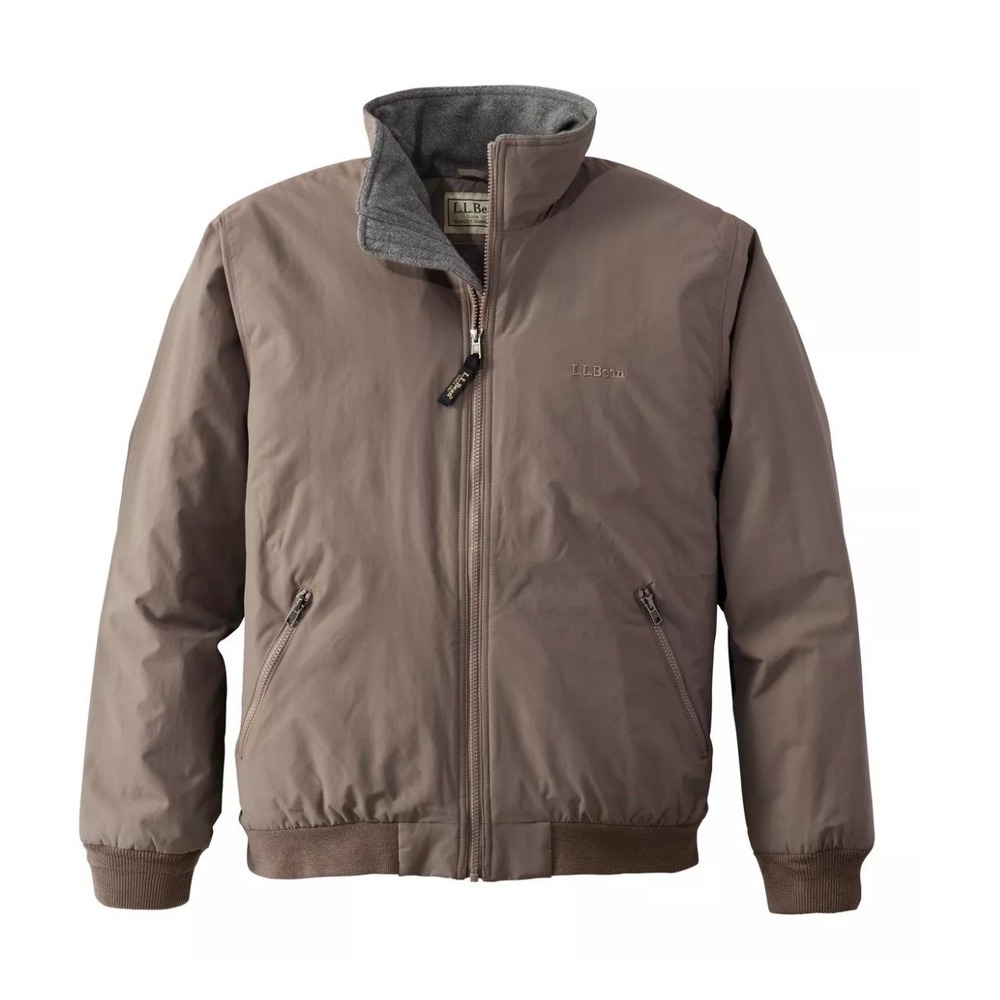 L.L.Bean Warm-Up Jacket Men Medium Brown Fleece Lined Bomber Coat NWT